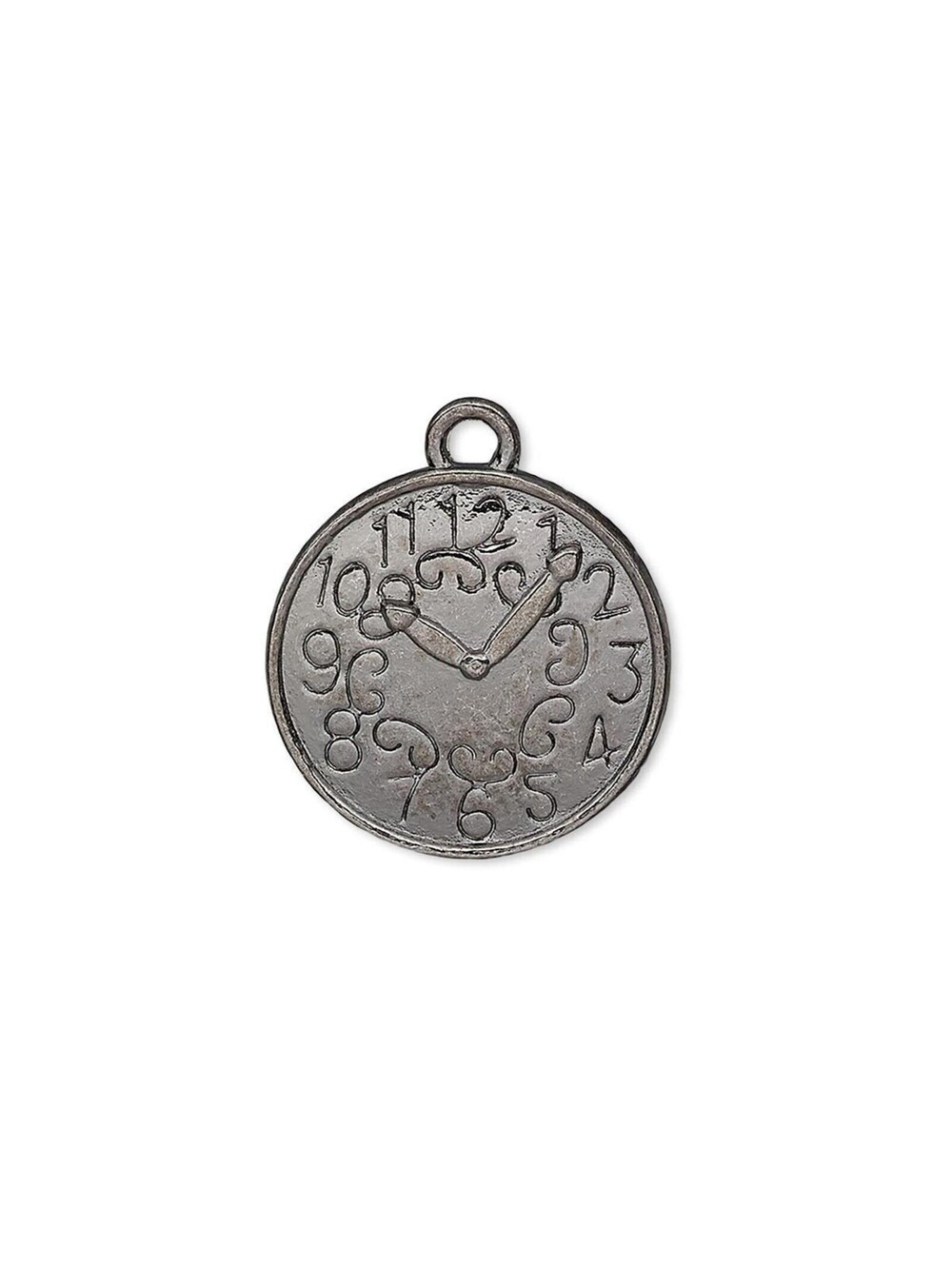 10 Gunmetal Black Pewter 18.5mm Domed Analog Clock Face Charms Pendants Bulk Lot